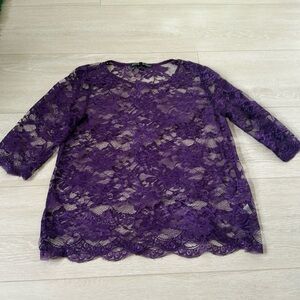 3/$10 Brixon Ivy Floral Purple Lace Top